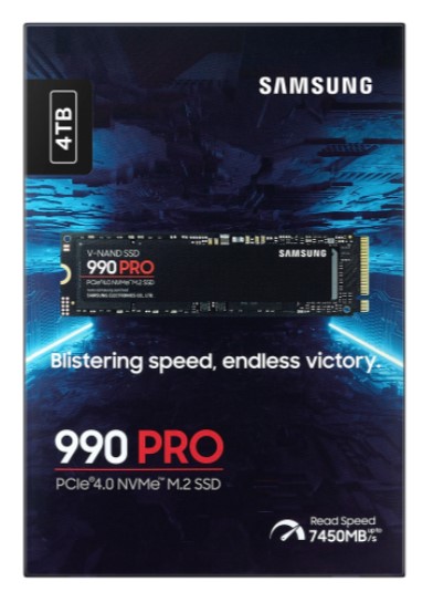 Накопичувач SSD  4ТB Samsung 990 PRO M.2 2280 PCIe 4.0 x4 NVMe V-NAND MLC (MZ-V9P4T0BW)